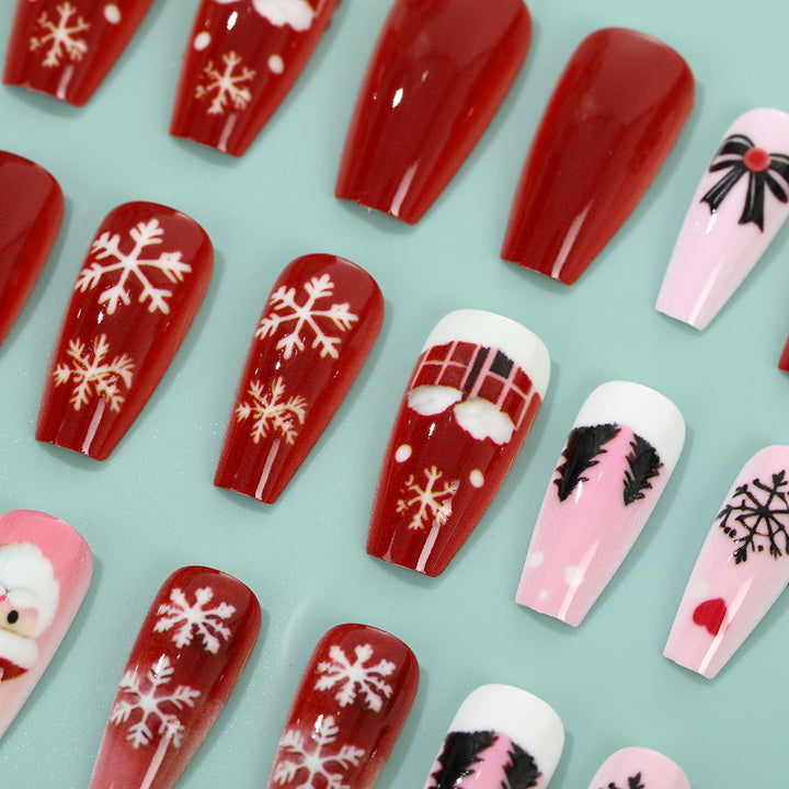 Christmas Art Nails Set with Creative Designs Bowlift
