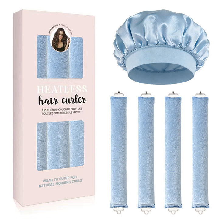 Satin Sleep Cap and Hair Rollers