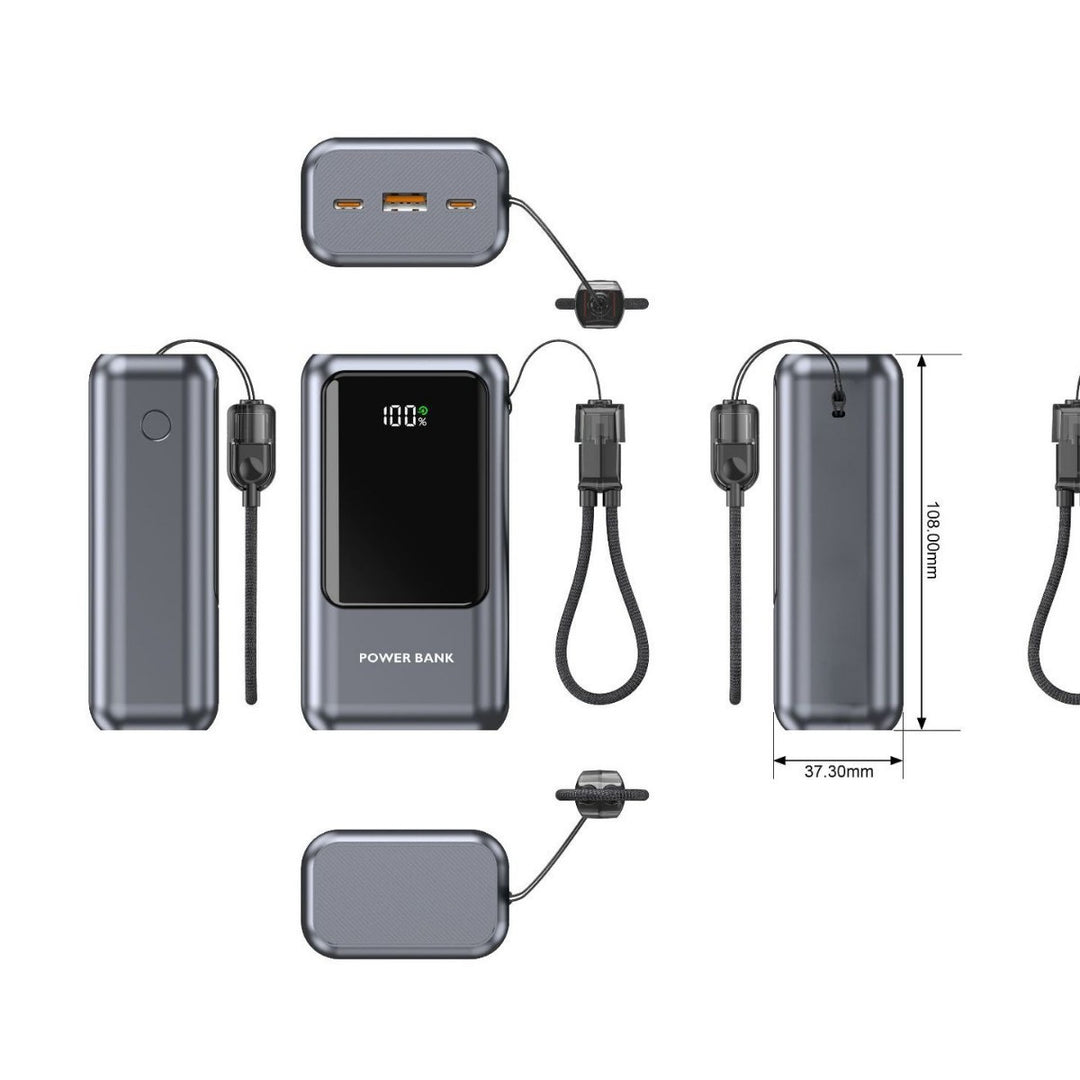 Portable power bank with digital charge indicator and compact design Bowlift