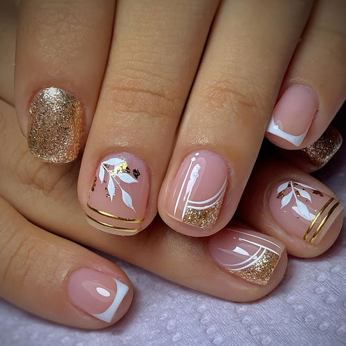 Elegant and creative artificial nails with gold accents Bowlift