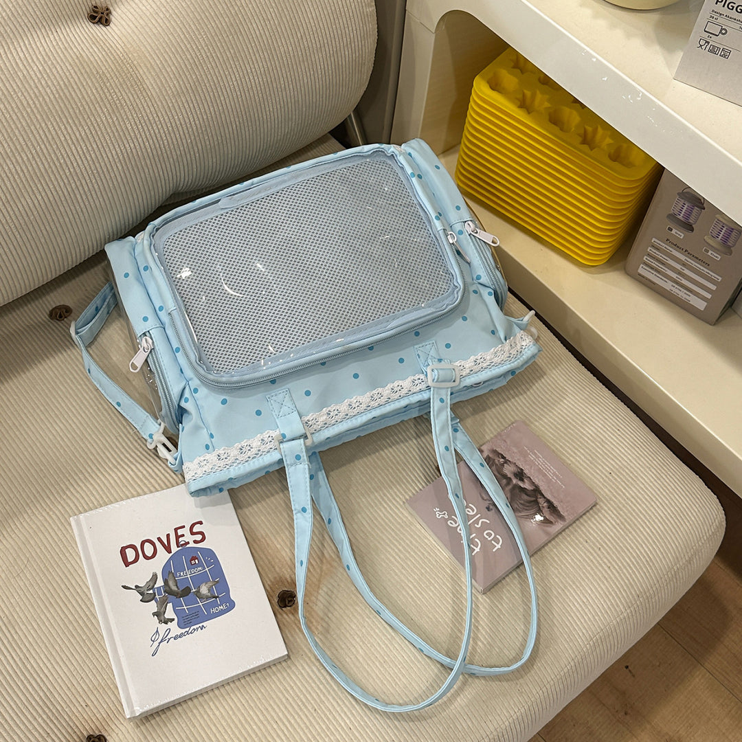 Handbag with Transparent Compartment Division and Playful Application Design Bowlift