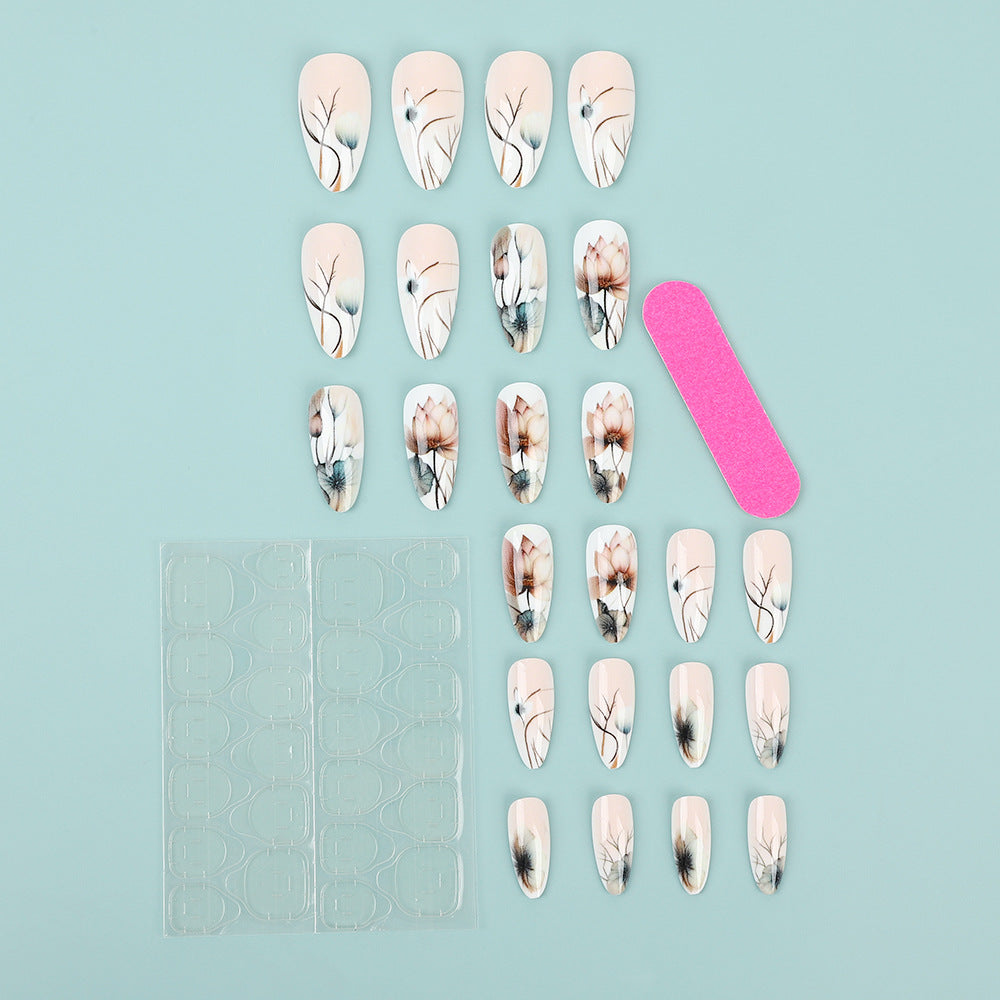 Artificial nail set with floral and artistic motifs Bowlift