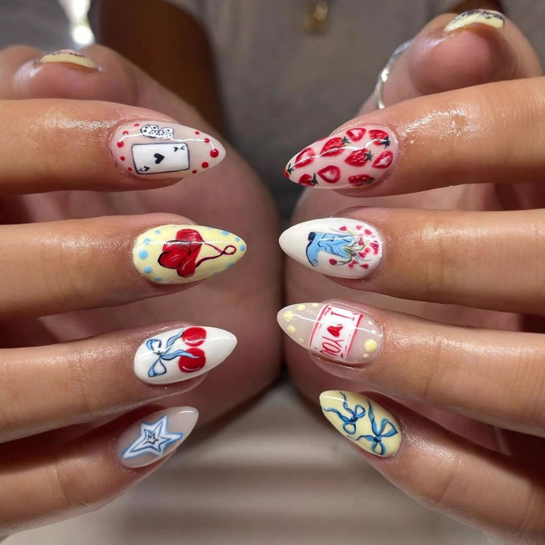 Art nail set with playful motifs and creative designs Bowlift
