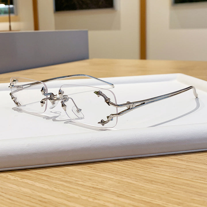 Women's fashionable sunglasses with delicate metal frame and transparent lenses Bowlift