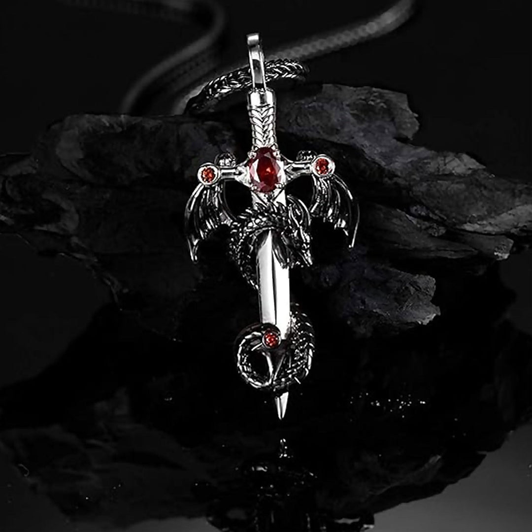 Dragon-Embellished Sword Pendant Necklace Bowlift