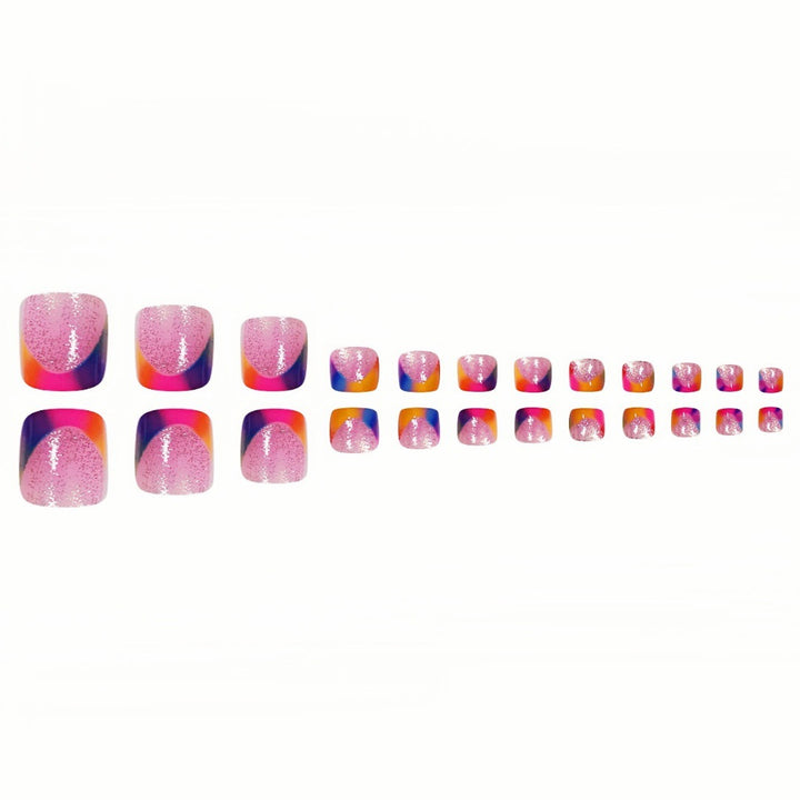 Vibrant Geometric Press-On Toe Nails Bowlift