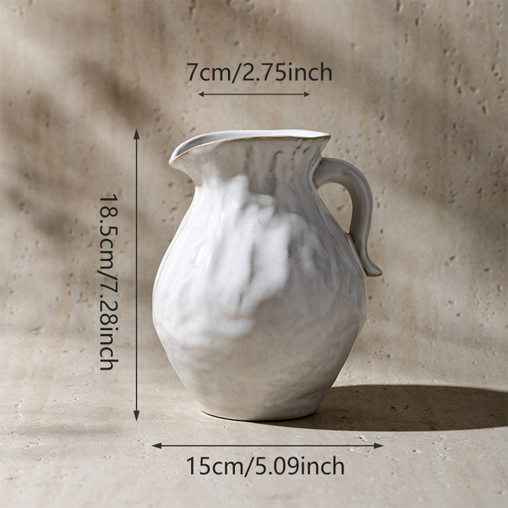 Handmade Textured Ceramic Pitcher Vase for Flower Arrangements