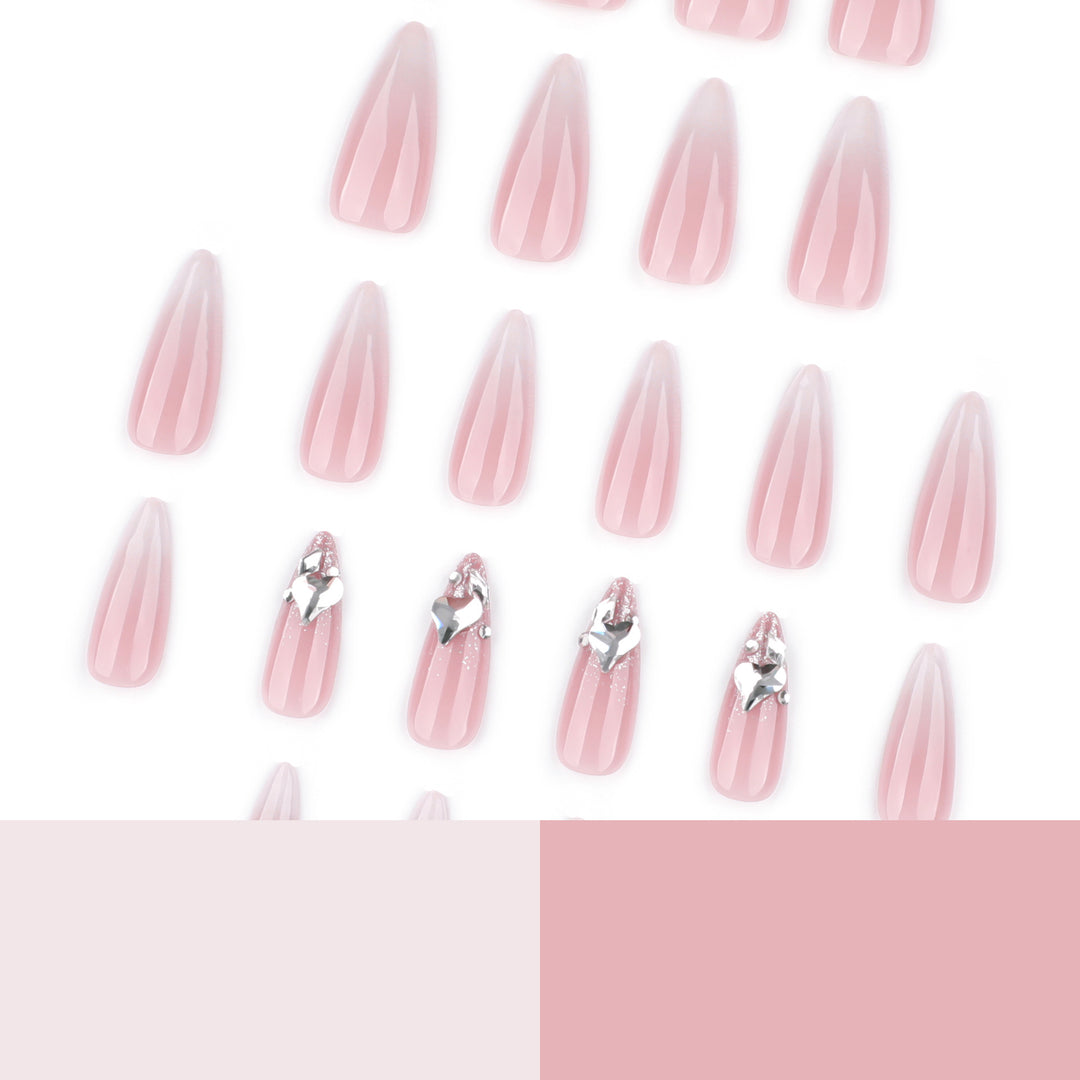 Elegant Stiletto Artificial Nails with Glitter Accents Bowlift
