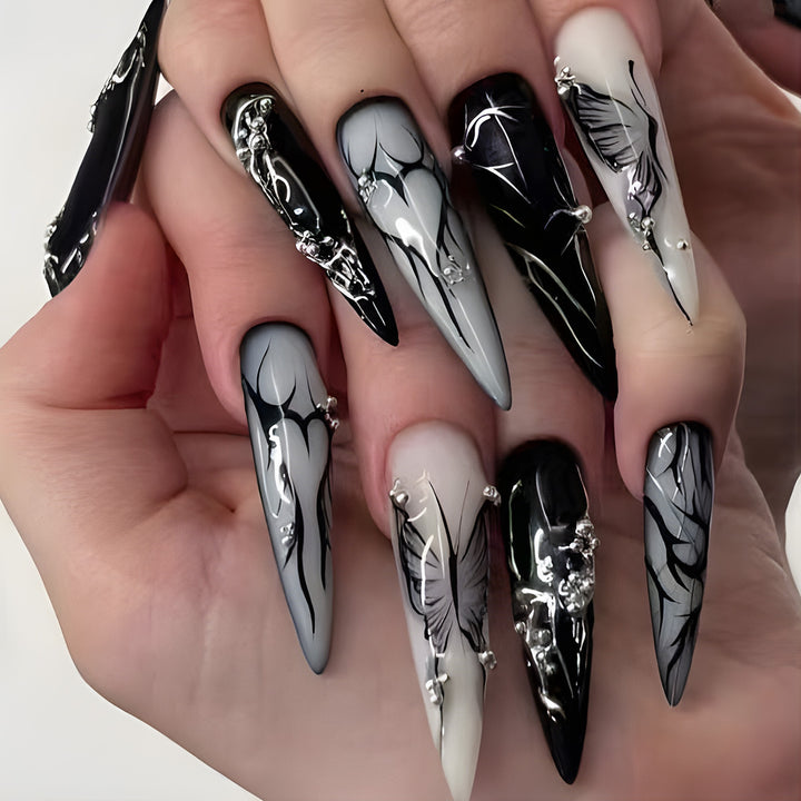 Gothic-Inspired Stiletto Press-On Nails Bowlift