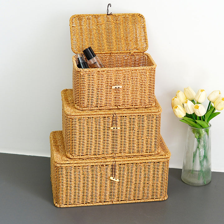 Handcrafted Wicker Storage Chest Bowlift