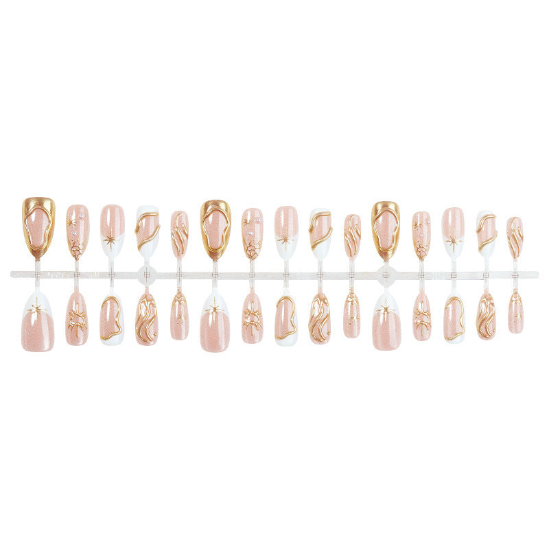 Artificial nail set with luxurious gold accents Bowlift