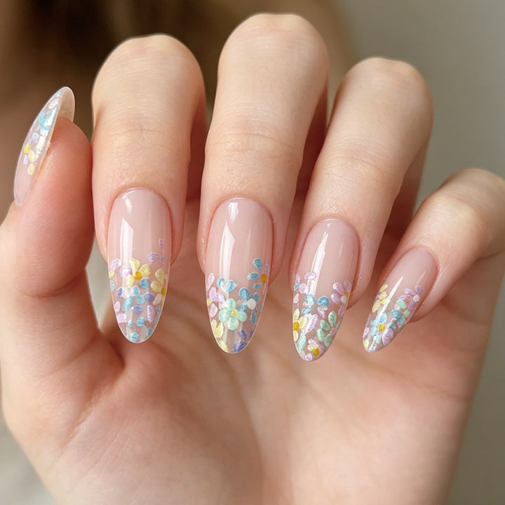 Floral Accented Press-On Nail Set Bowlift