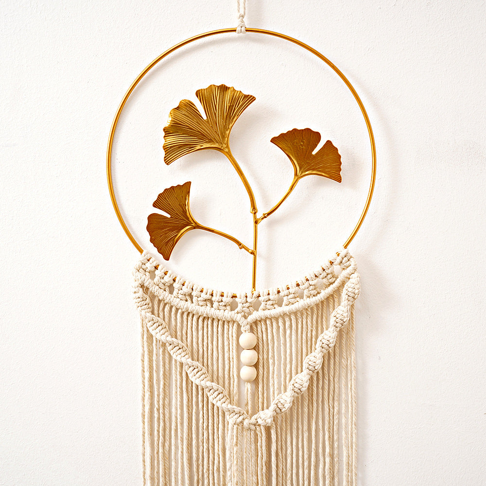 Macrame Wall Hanging Art with Leaf Design Bowlift