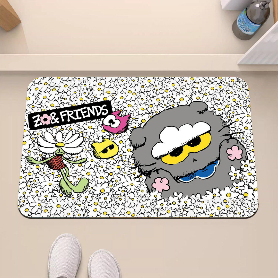 Playful Cartoon-Themed Decorative Mat