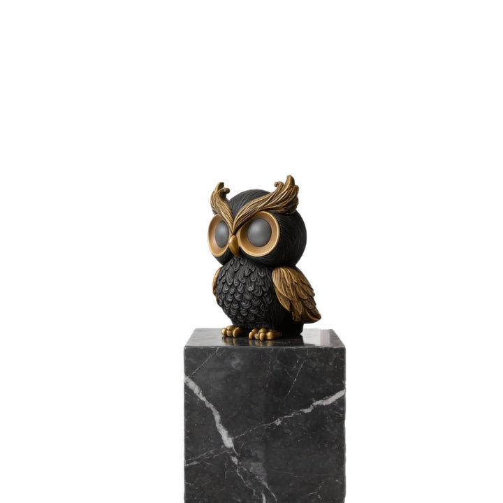 Ornamental Resin Owl Sculpture Decorative Tabletop Figurine Bowlift