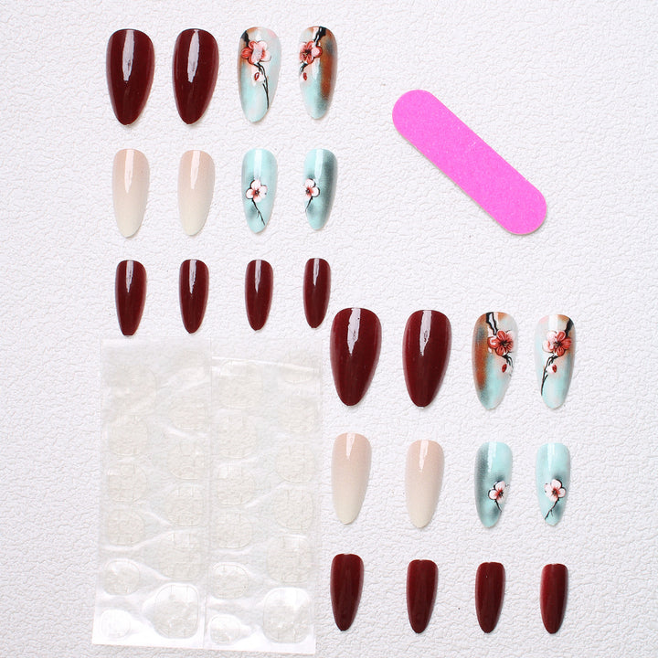 Artistic Floral Press-On Nail Designs Bowlift