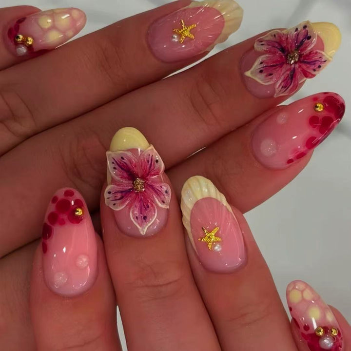 Floral 3D Press-On Nail Art Bowlift