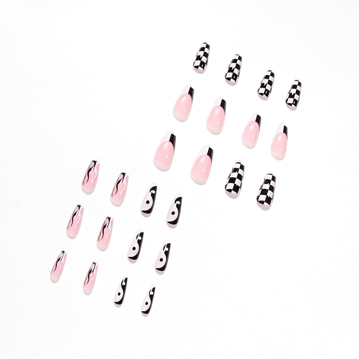 Artificial nail art with modern graphic design Bowlift