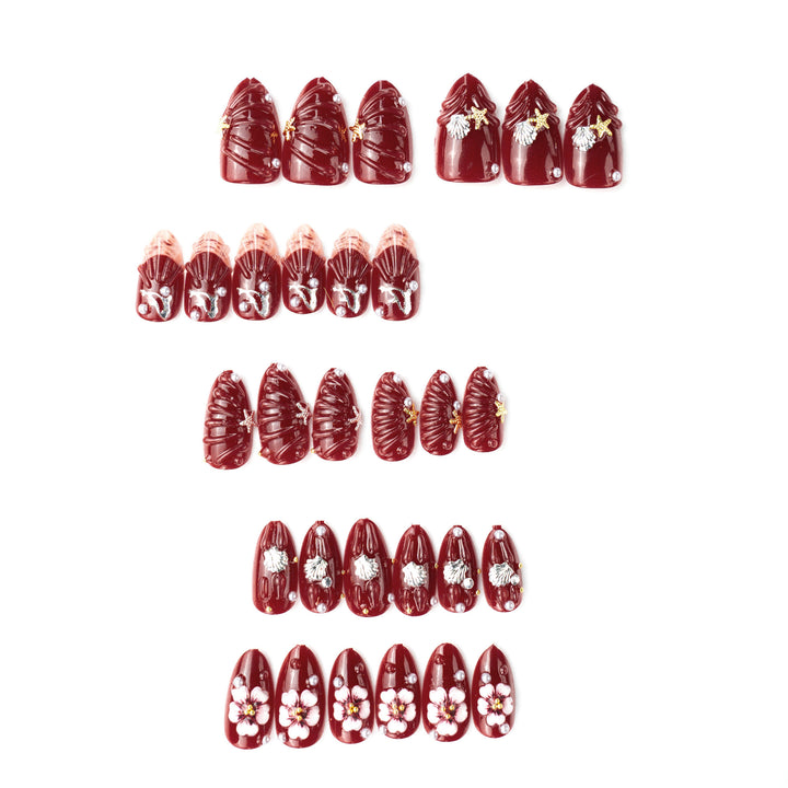 Premium artificial nails with floral and maritime motifs Bowlift