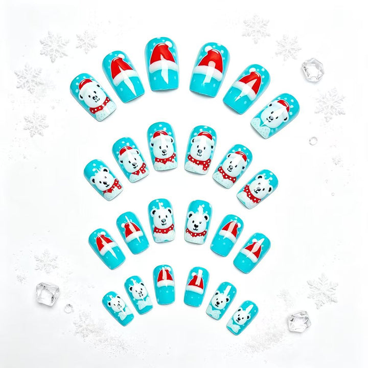 Artificial nails with winter polar bear design Bowlift