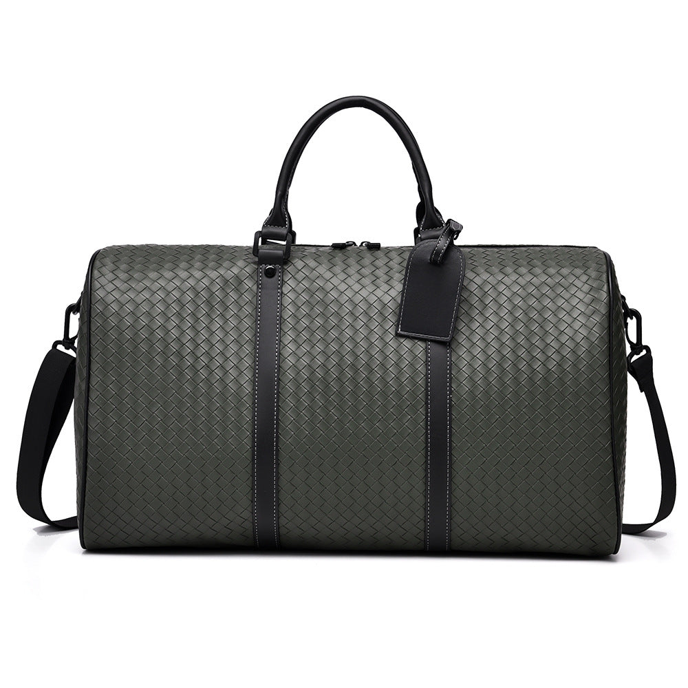 Woven Faux Leather Travel Duffel Bag Bowlift