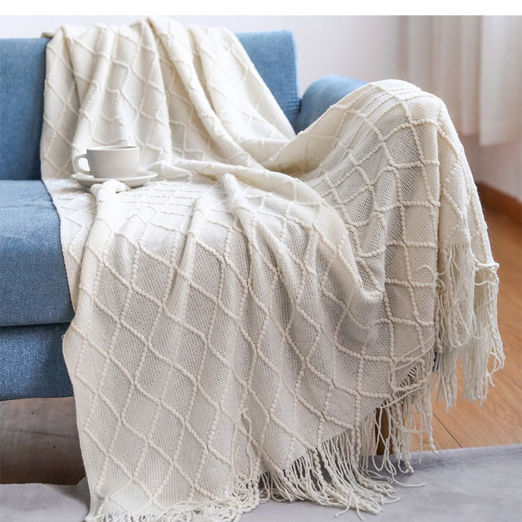 Women’s knitted blanket with textured wave pattern Bowlift