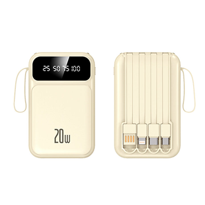 Portable power bank with integrated multifunctional charging cable and digital display Bowlift