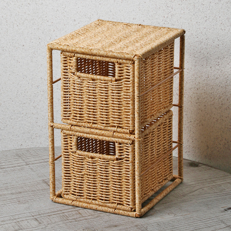 Unisex Stackable Storage Basket with Two Compartments Made of Natural Material Bowlift
