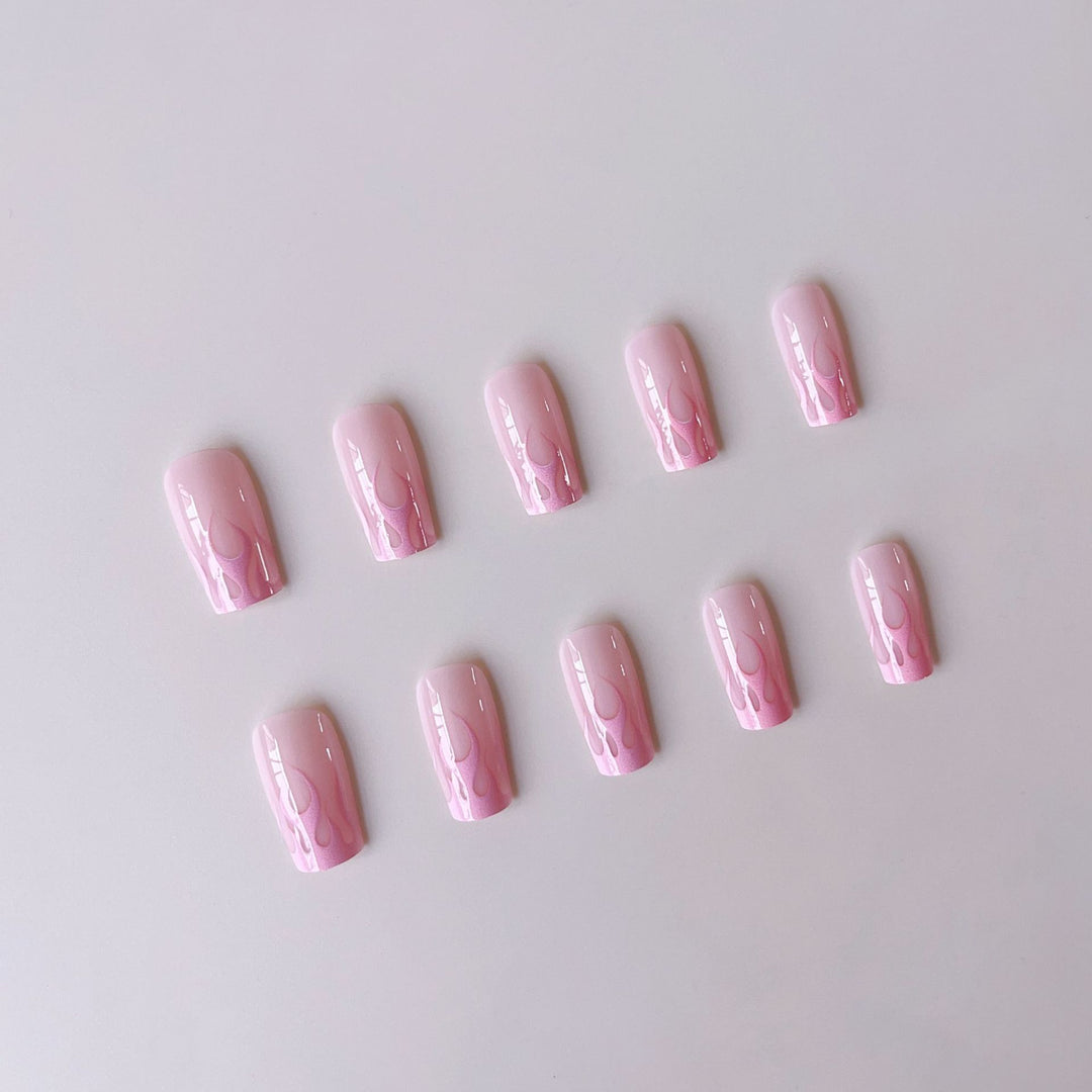 Nail art set with creative gradient and stylish flame details Bowlift