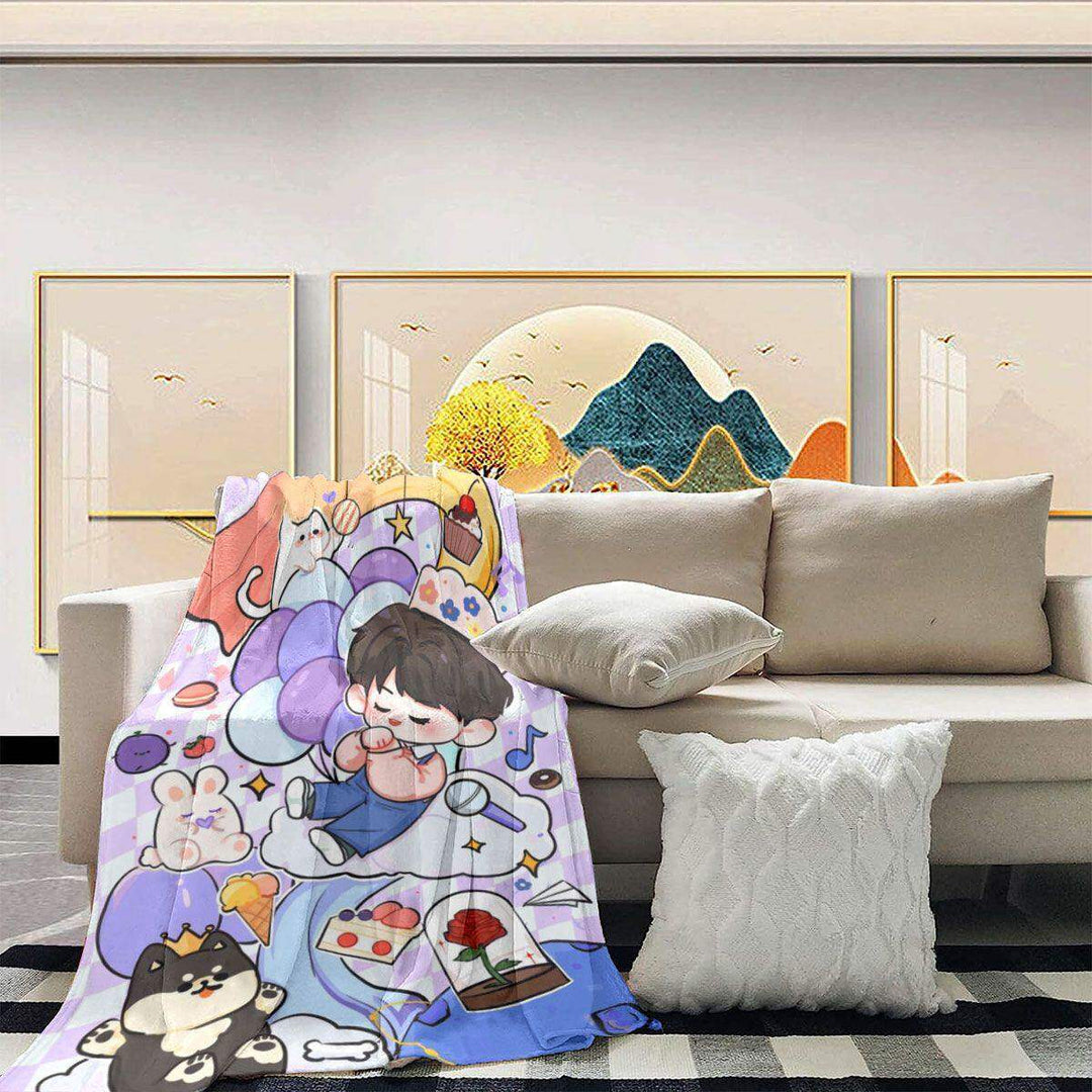 Cartoon Print Fleece Blanket