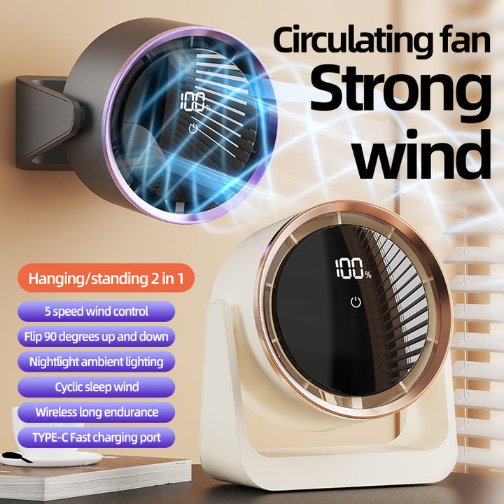 Unisex nan compact rechargeable bladeless desktop air circulator with LED battery display and tilt function Bowlift