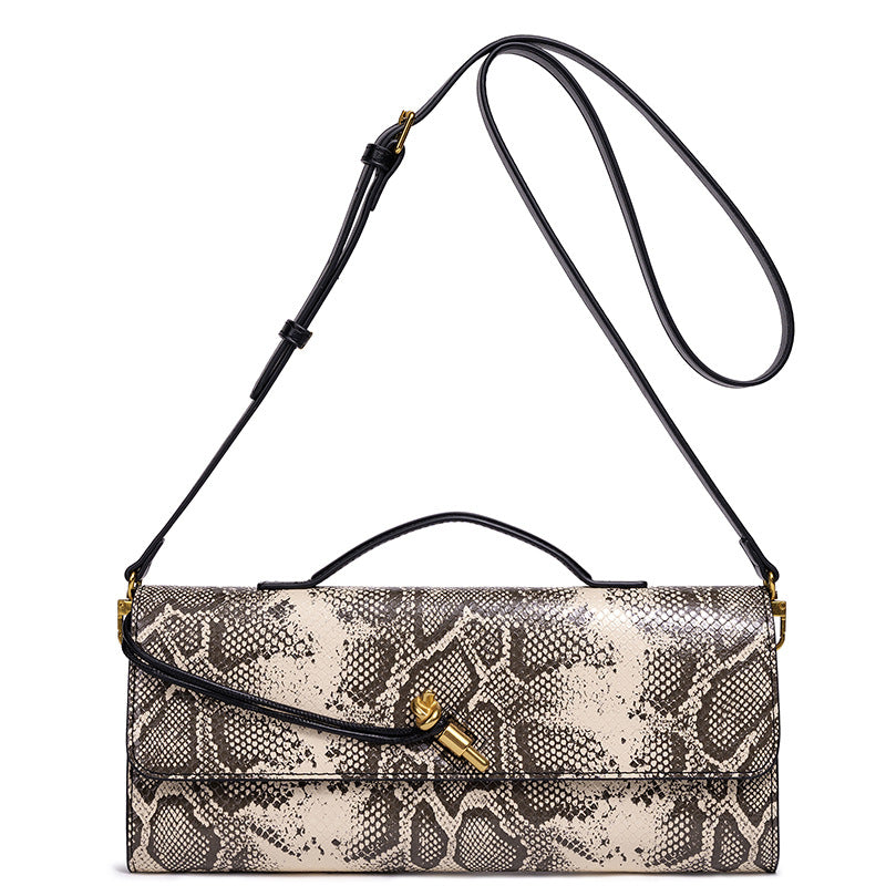Elegant Textured Snakeskin Evening Clutch Bowlift