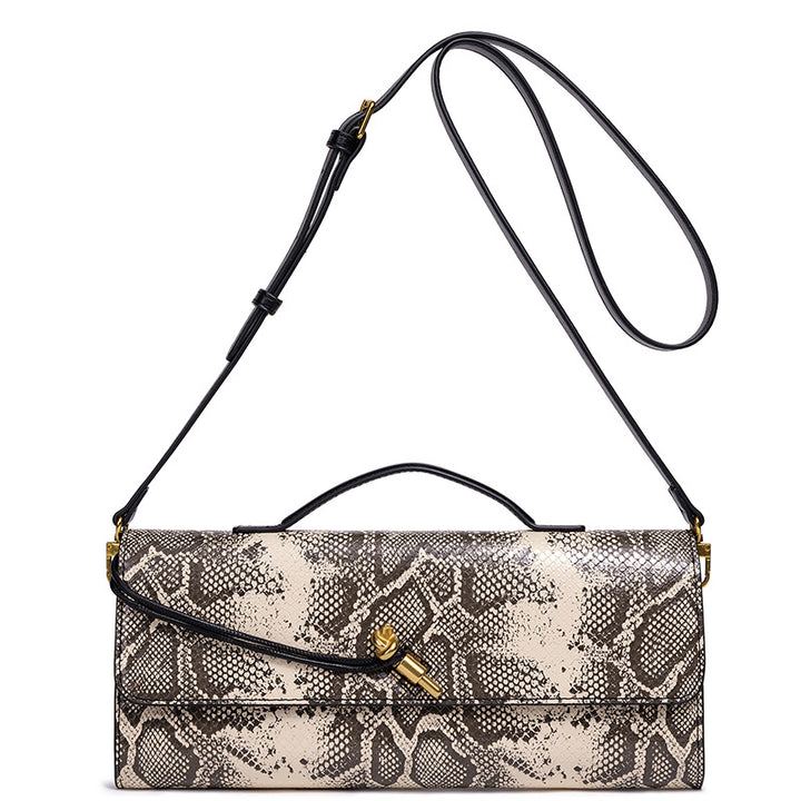 Elegant Textured Snakeskin Evening Clutch Bowlift