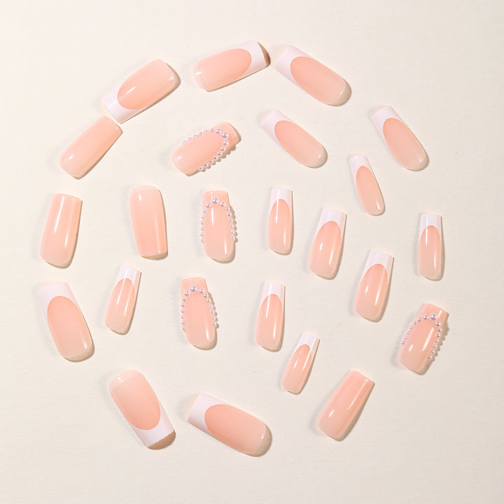 Elegant Pearl-Accent Acrylic Nail Art Set Bowlift