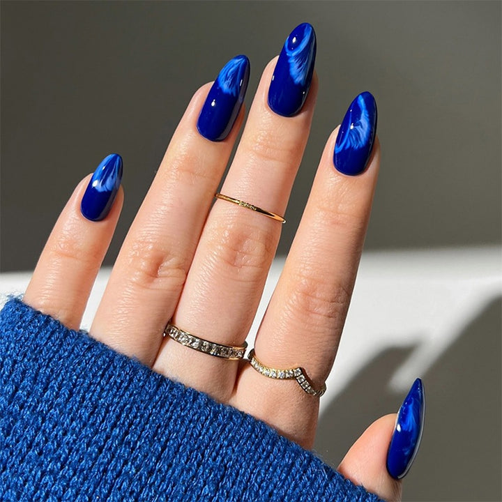 Acrylic nail set with luxurious color gradient and elegant lace accent Bowlift