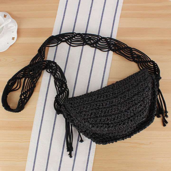 Macramé Shoulder Bag with Elegant Fringe Decoration Bowlift