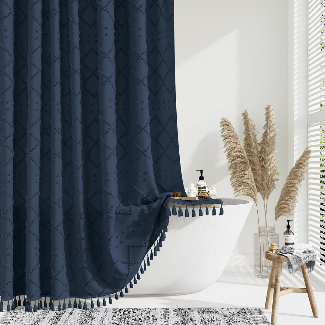 Textured Geometric Shower Curtain Bowlift