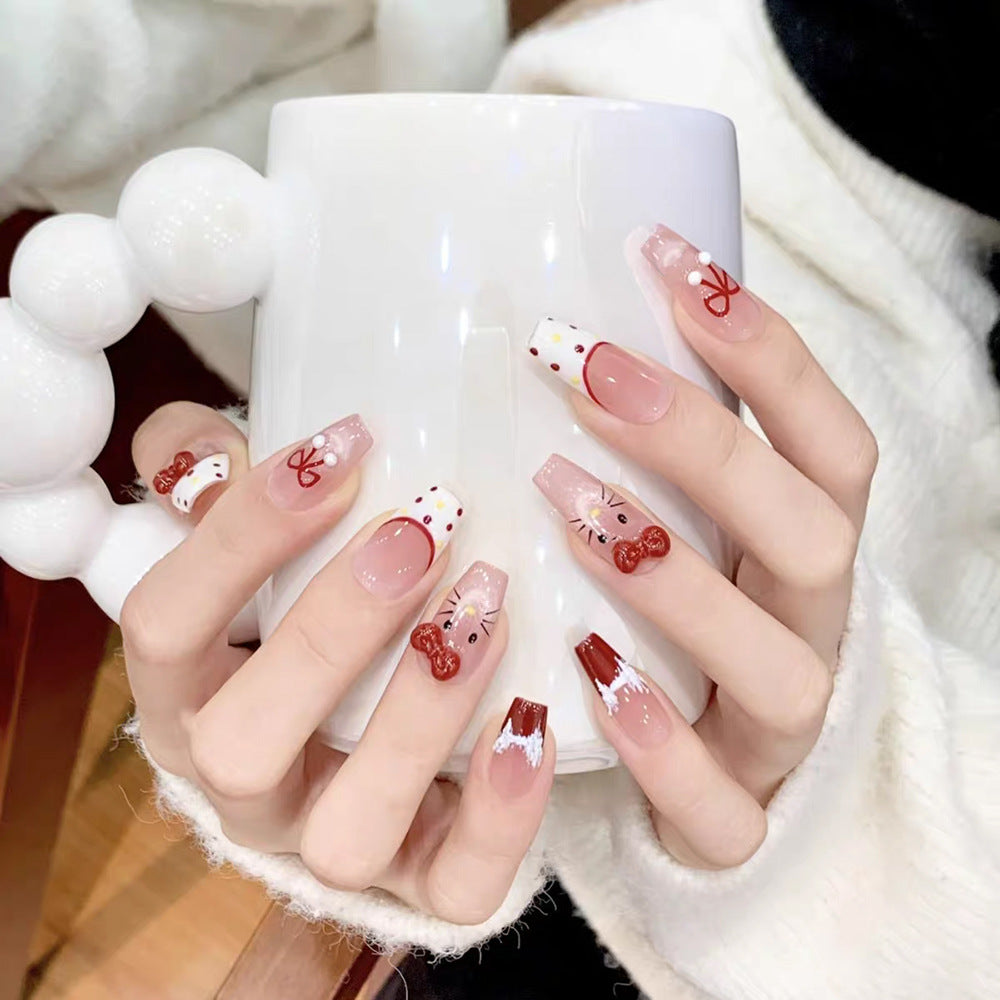 Artistic Floral Detailed Press-On Nail Set Bowlift
