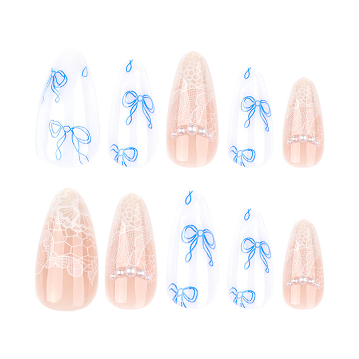 Artistic stiletto nails with delicate bow decorations Bowlift