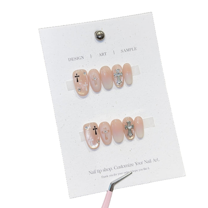 Artificial nail tips with cross design Bowlift