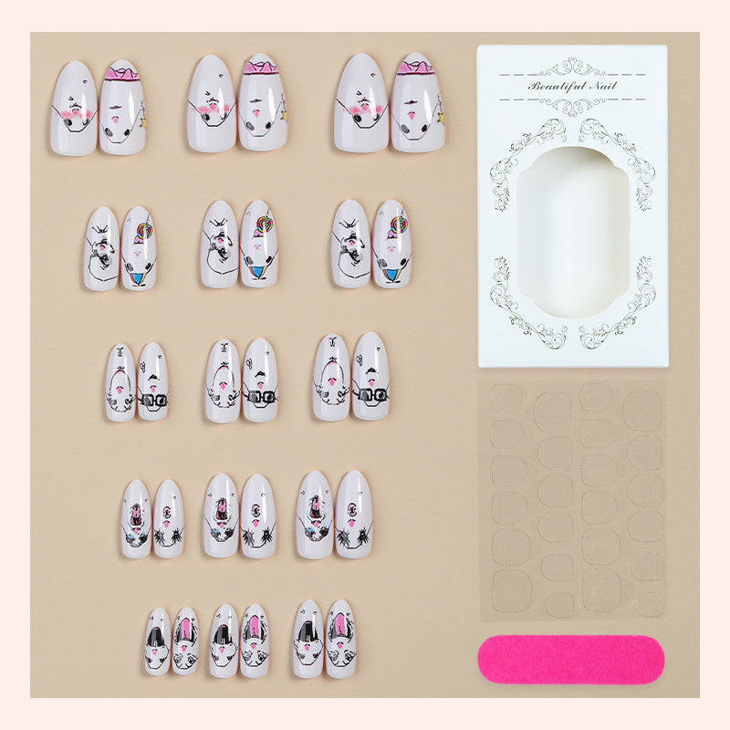 Creative Character-Themed Press-On Nail Art Set Bowlift