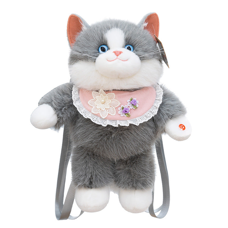 Plush Cat-Themed Backpack Bowlift