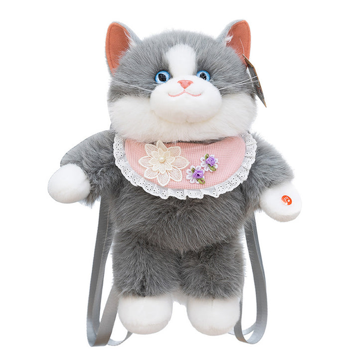 Plush Cat-Themed Backpack Bowlift