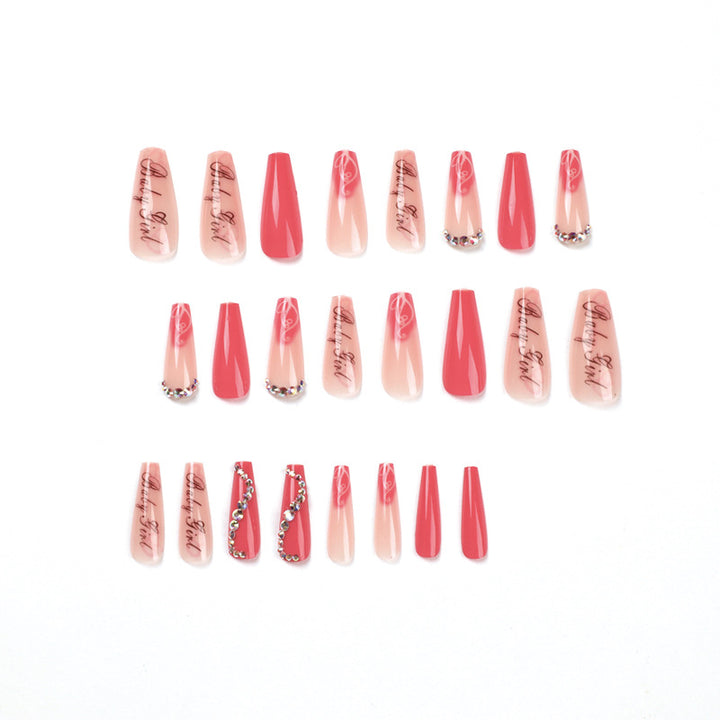 Artificial nail art with luxurious rhinestone and flower decorations Bowlift