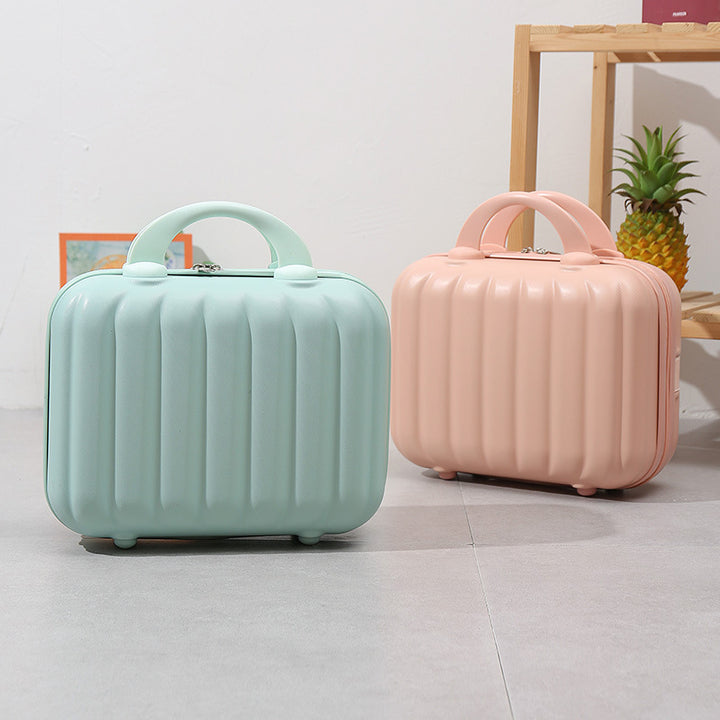compact hardshell vanity travel case with molded ribbed exterior cushioned organizer panels and dual-lock zipper Bowlift