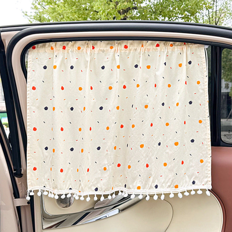 Unisex nan sun protection car curtain with elastic fastening strap and opaque cotton blend Bowlift