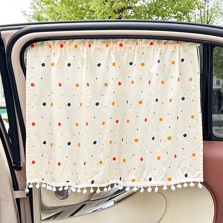 Unisex nan sun protection car curtain with elastic fastening strap and opaque cotton blend Bowlift