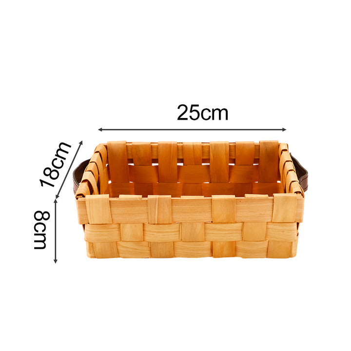 Rectangular storage basket made of woven natural material