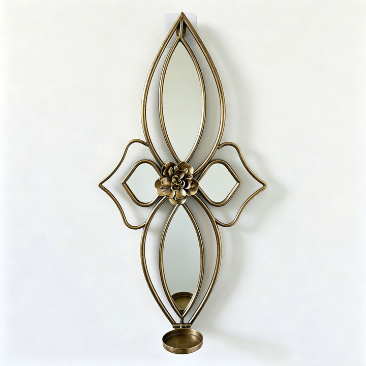 Elegant Floral Wall Mirror with Decorative Metal Design Bowlift