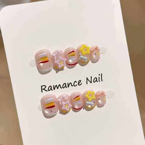 Artistic Press-On Nail Set Bowlift